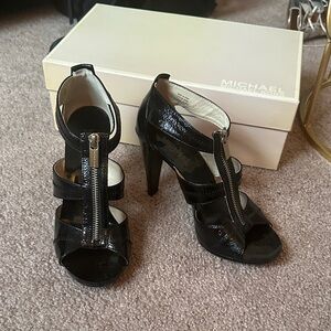 Michael Kors Black Zippered Heels Berkeley Strap